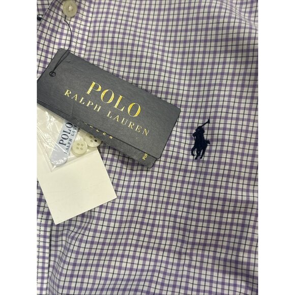 Polo Ralph Lauren Classic Fit Tattersall Purepress White/Purple M 15.5 - 32/33 - Picture 5 of 6